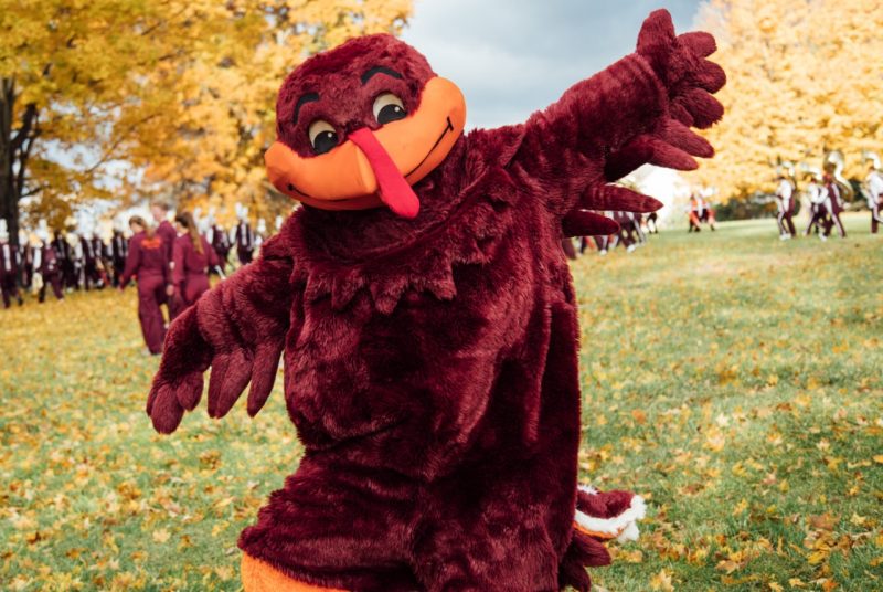 The HokieBird welcomes you to Virginia Tech.
