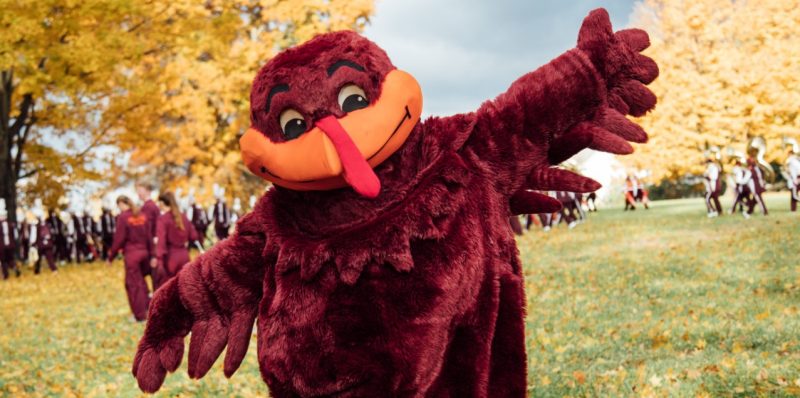 The HokieBird welcomes you to Virginia Tech.